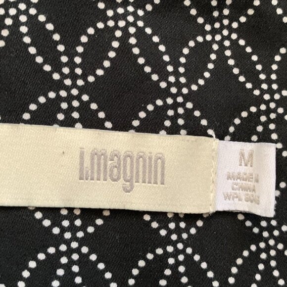 I. Magnin Cotton Button Down Top Sz M Black & White #94B - Picture 7 of 8